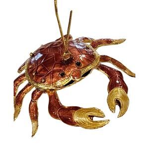 Alsan Victorian Enameling Cloisonné Ornament Crab Hinged Legs Beach